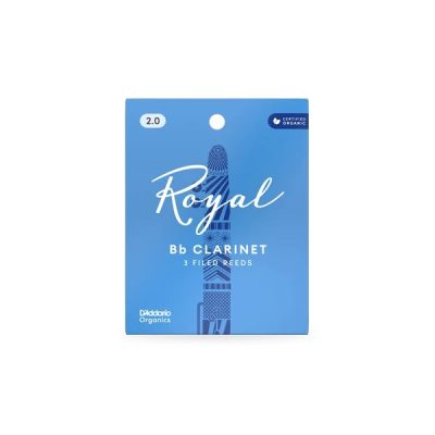 DADDARIO - Royal Organic Bb Clarinet Reeds, Strength 2.0, 3-Pack 