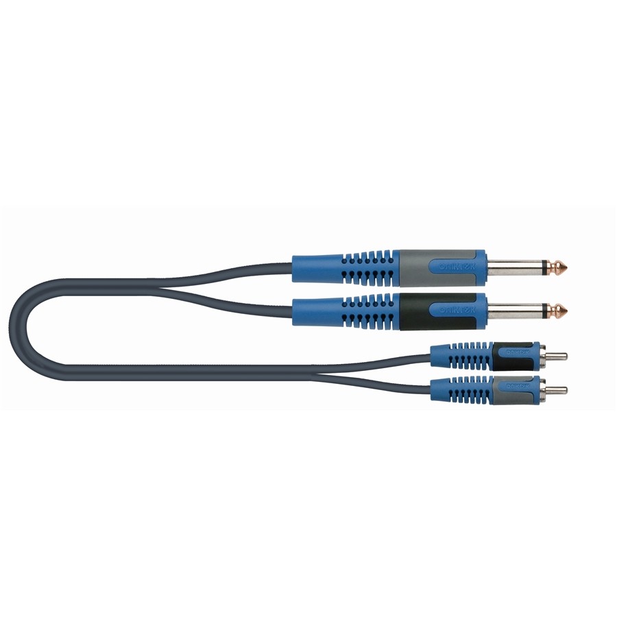 QUIKLOK - Cabo 1m 2x RCA - 2x Jack 6.3mm mono