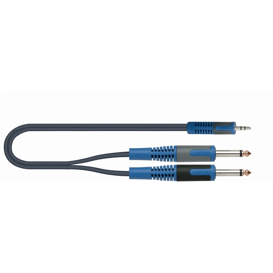 QUIKLOK - Cabo 2m Jack stereo 3.5mm - 2x Jack 6.3mm mono