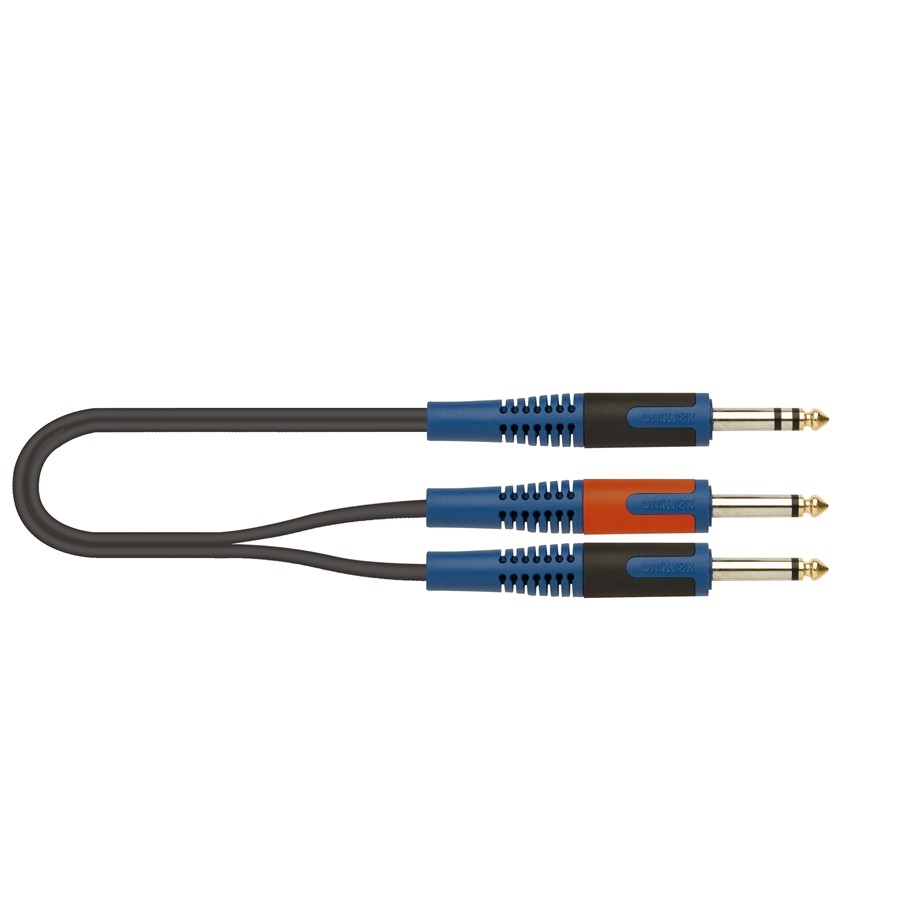 Cabo 2m Jack stereo 6.3mm - 2x Jack 6.3mm mono